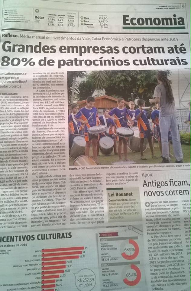 Reportagem no Jornal O Tempo sobre a Associação Ponto Cultural